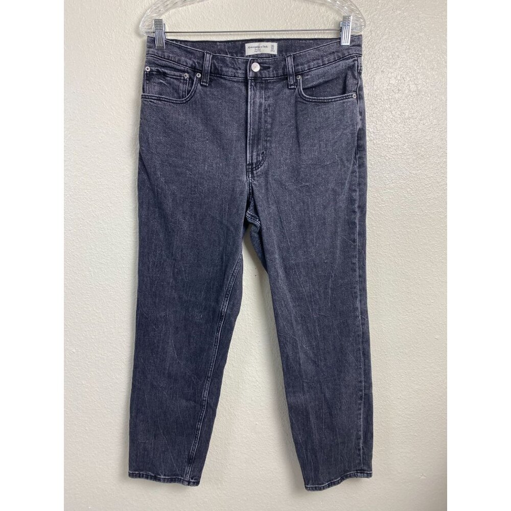 Abercrombie & Fitch The Mom High Rise Black Jeans Straight leg Women size 30